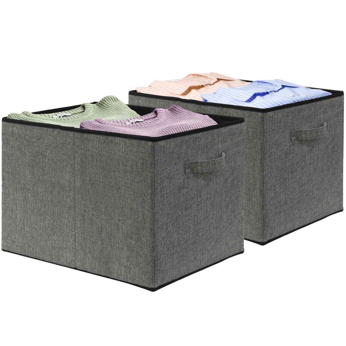 Simple Houseware 15 x 13 Foldable Fabric Storage Bin with Handles, 2 Pack