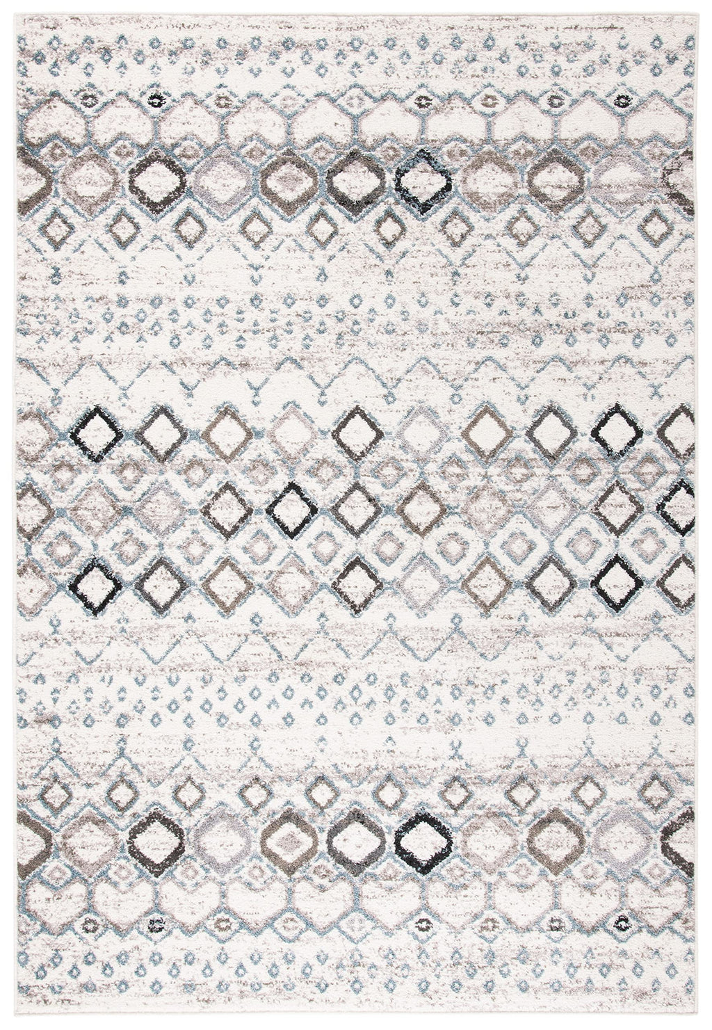 Safavieh Amsterdam Collection Accent Rug - 3' X 5', Ivory & Grey, Moroccan Boho Design, Non-Shedding & Easy Care, Ideal For High