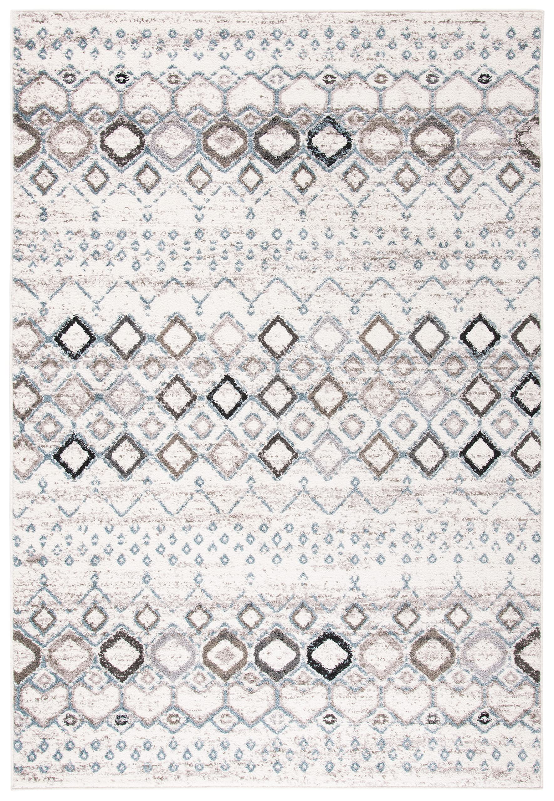 Safavieh Amsterdam Collection Accent Rug - 3' X 5', Ivory & Grey, Moroccan Boho Design, Non-Shedding & Easy Care, Ideal For High