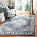 SAFAVIEH Oregon Collection Area Rug - 53 x 7, Blue & Creme, Oriental Distressed Design, Non-Shedding & Easy Care, Ideal for Hi