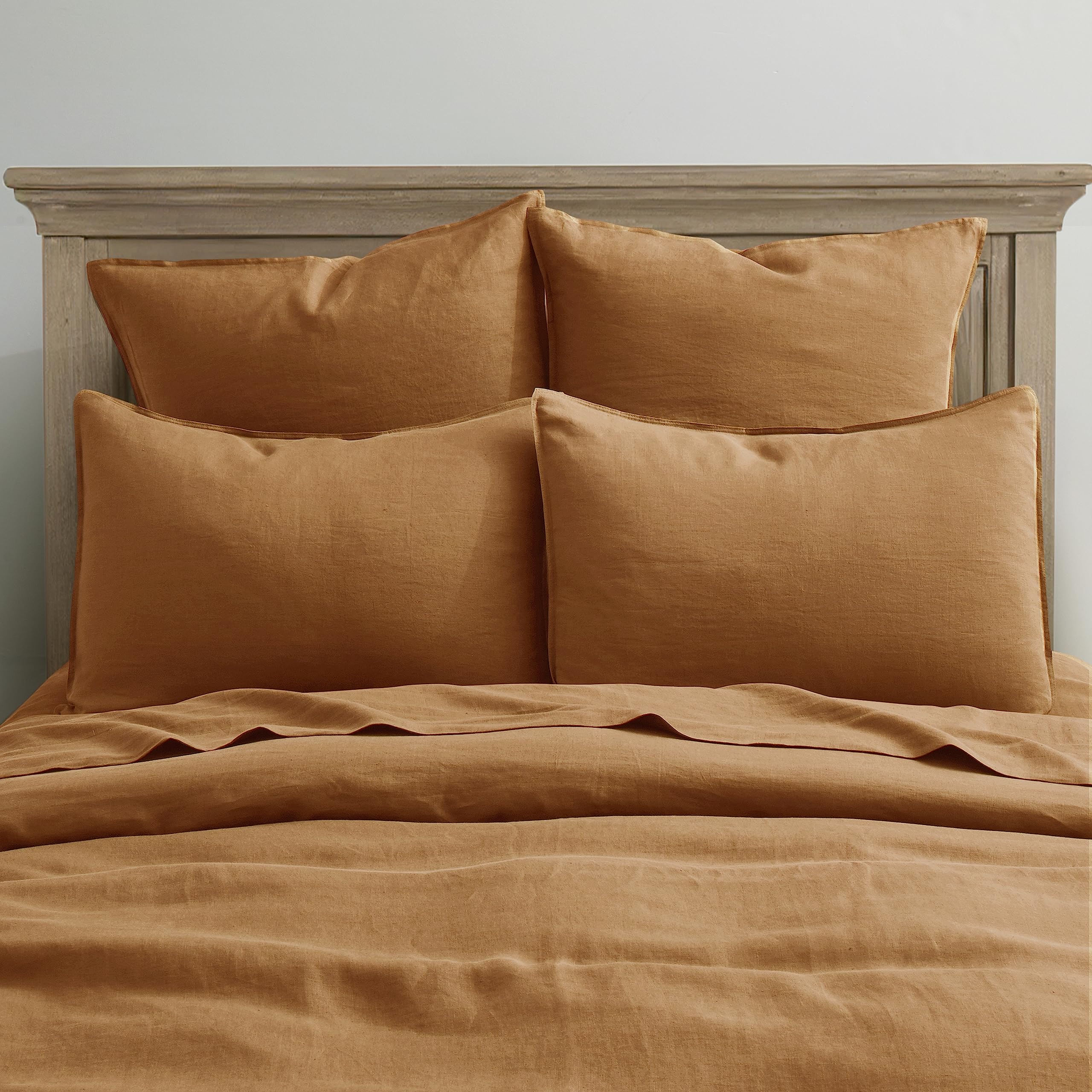 Atlinia Linen Pillow Cases Euro Sham - 26 X 26 Inch Bed Pillow Protector Cover Set Of 2 Bedding Cooling Neutral Pillowcase Shams