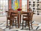 East West Furniture VNCH5-MAH-W 5 Piece Counter Height Dining Set Includes a Square Kitchen Table and 4 Dining Room Chairs, 36x36 Inch, Mahogany