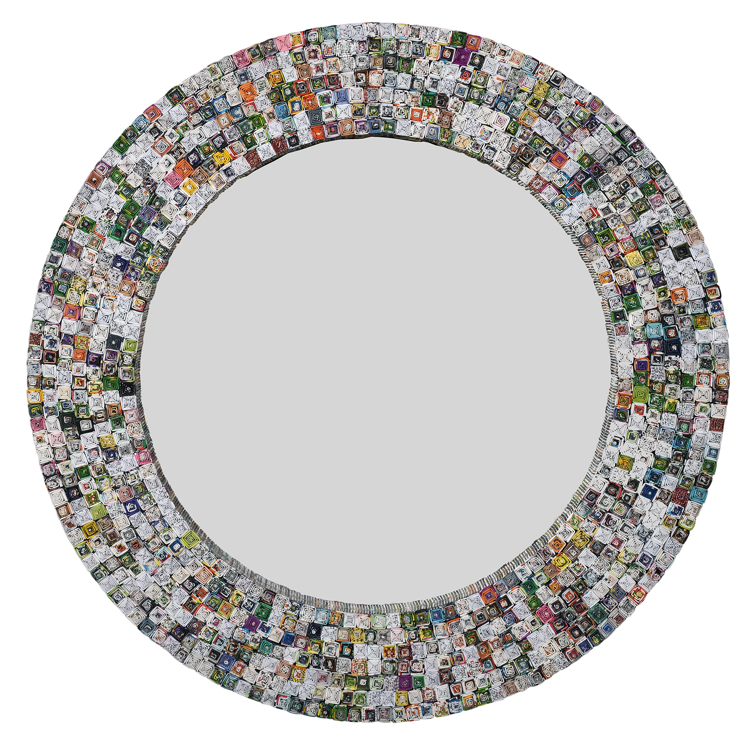 Afd Home Large Multicolored Quilled Large Pyramid Art Mounted Mirror 47" Round Wall Decor