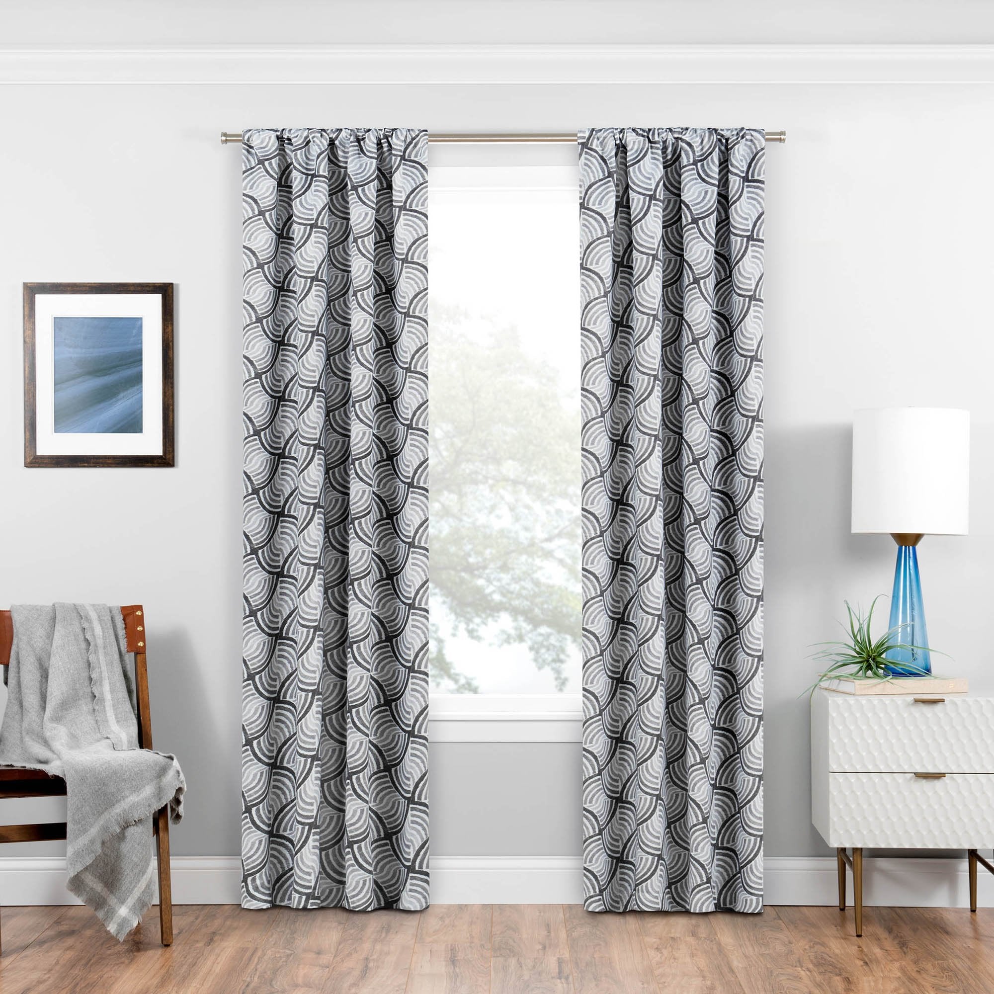 ECLIPSE Benchley Mid Century Modern Blackout Thermal Rod Pocket Window Curtains for Bedroom or Living Room (1 Panel), 37 in x 84