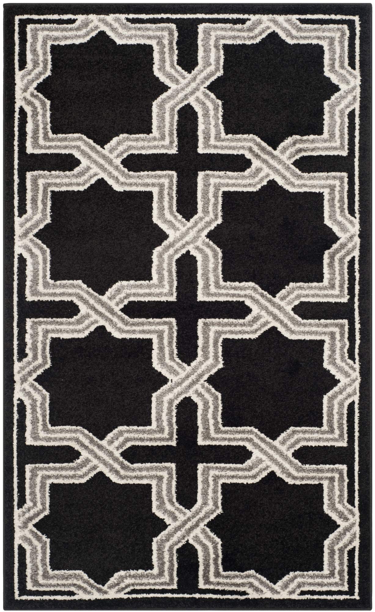 SAFAVIEH Amherst Collection Accent Rug - 3 x 5, Anthracite & Grey, Geometric Design, Non-Shedding & Easy Care, Ideal for High 