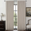 Grey Flax Natural Linen 90 Inch Curtains for Bedroom, Aesthetic Blackout Pleated Burlap Burg Heat Blocking Sound Dampening Windo