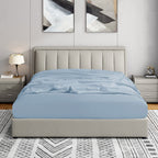 Cathay Home King Fitted Sheet - Double Brushed Ultra Soft – Wrinkle & Fade Resistant - 16' Deep Pocket Fitted Sheet Only - Good Fit For 14'-18' Deep Mattress (King, Blue Fog)