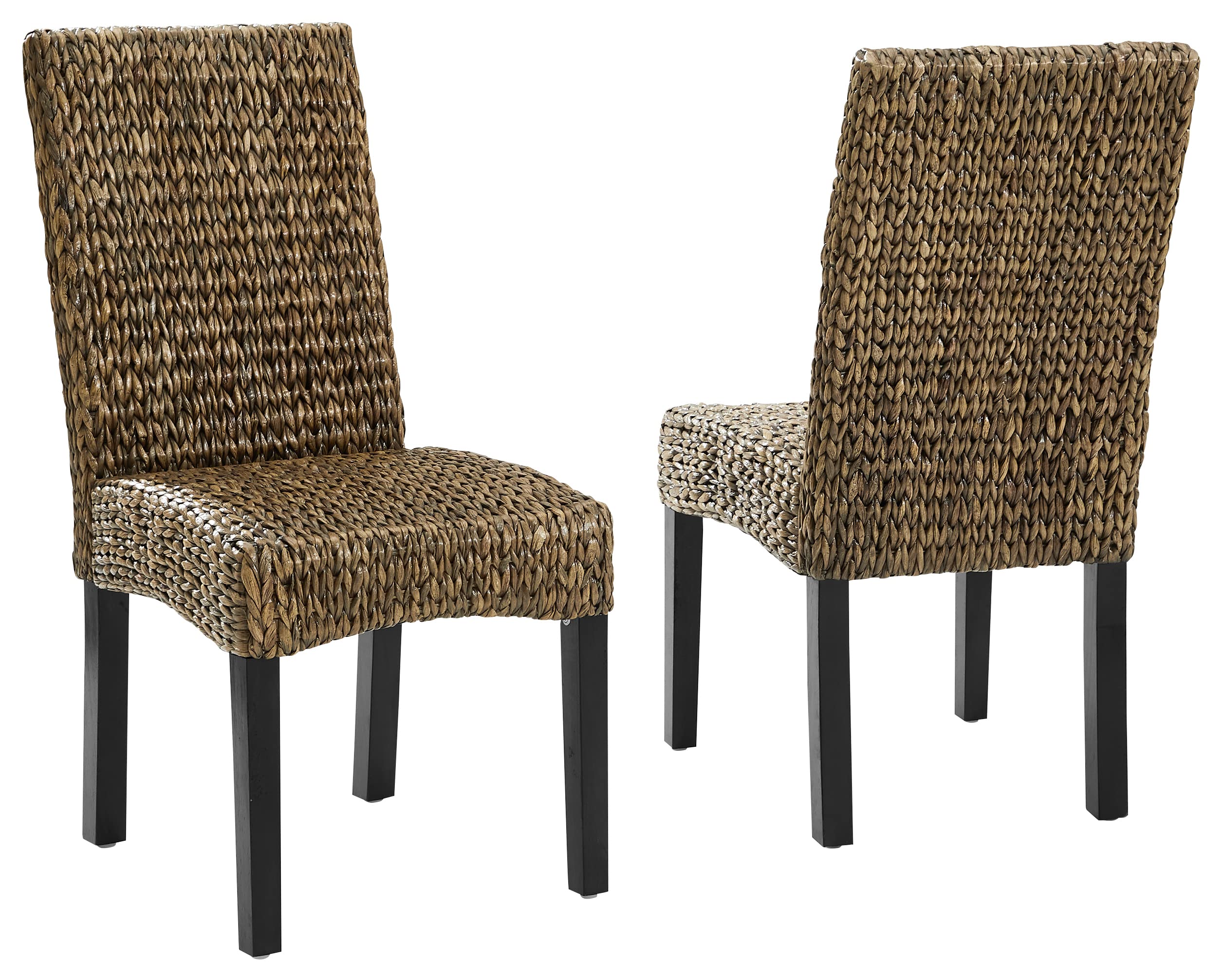 Crosley Furniture Edgewater Handwoven Natural Fiber Rattan Dining Chairs Set of 2, Seagrass