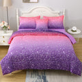 Jqinhome Twin Pink Purple Comforter Set, 6 Piece Bed In A Bag 3D Colorful Bedding Set For Girls Kids (1 Comforter,2 Pillowcases,