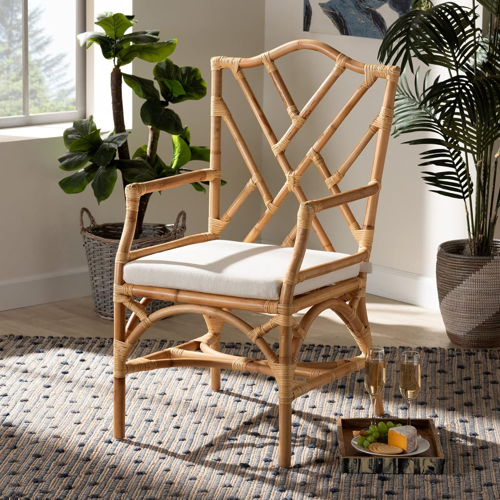 Baxton Studio Delta Modern and Contemporary Natural Finished Rattan Dining Chair
