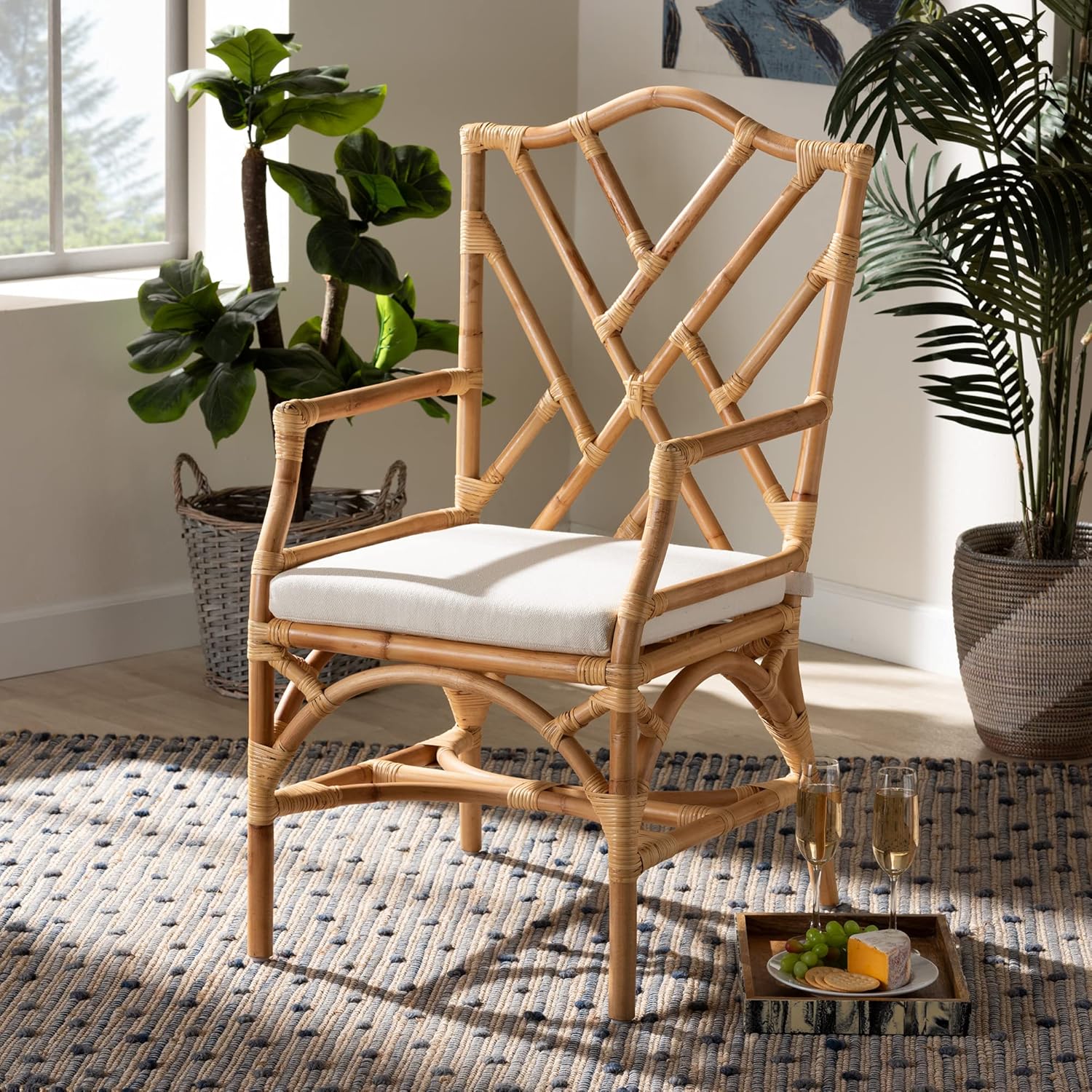 Baxton Studio Delta Modern and Contemporary Natural Finished Rattan Dining Chair