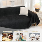 Mysky Home Black Chenille Sofa Slipcover Couch Covers For Sectional L Shaped Couch Pets Protector Furniture Covers Futon Cover S