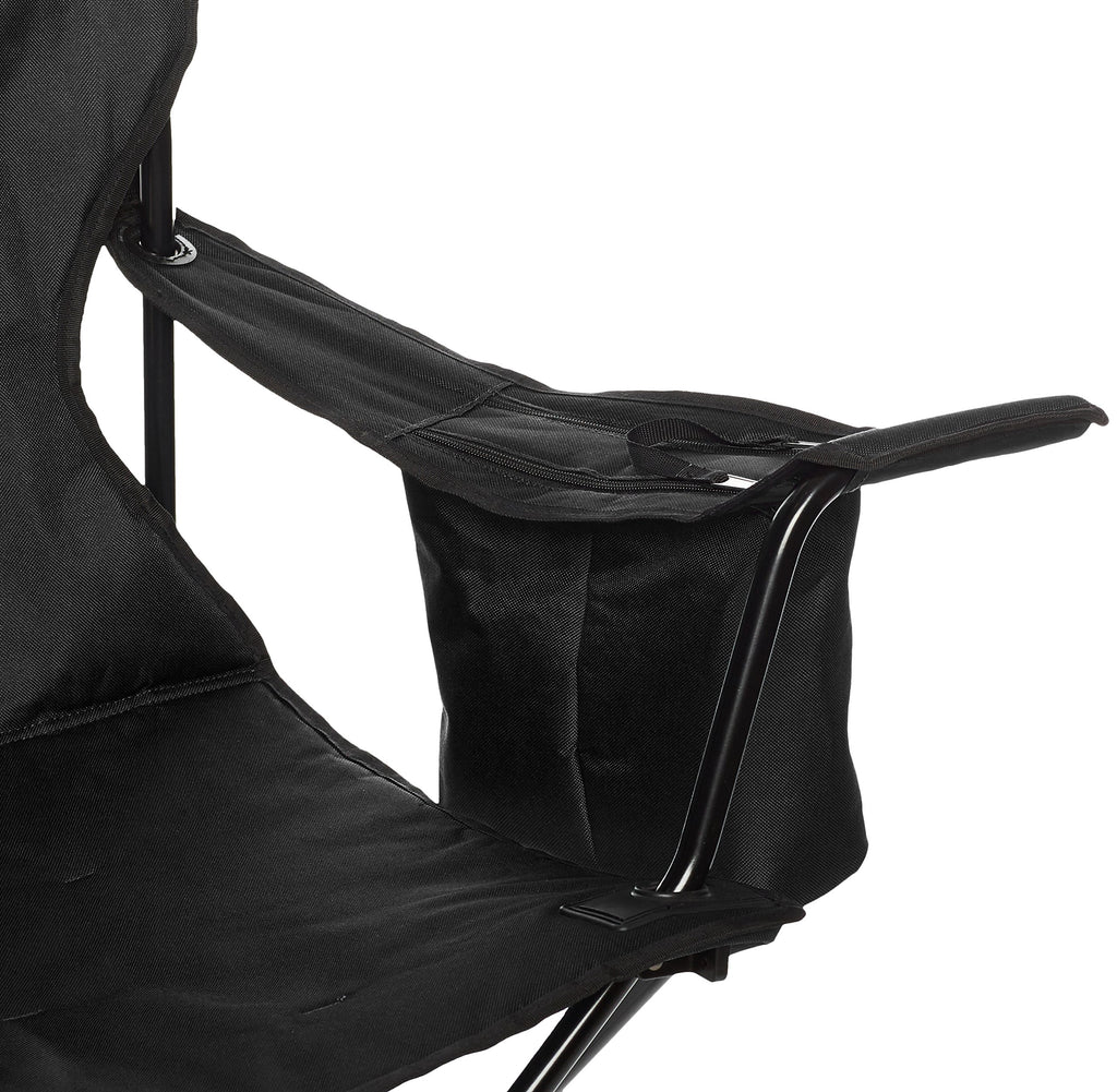 Amazon Basics Folding Camp Chair, Padded, Black, Large