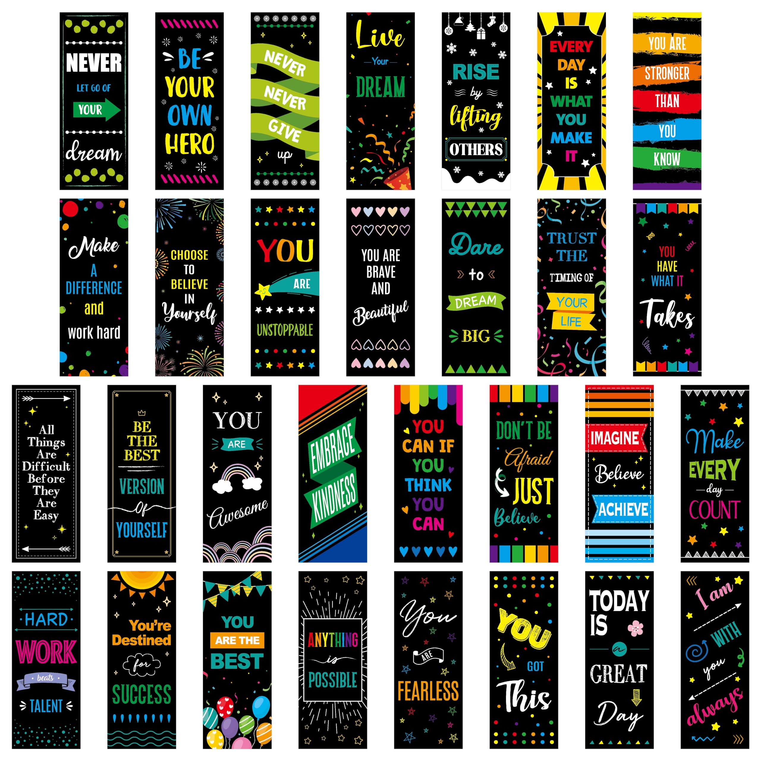 120 Pcs Motivational Bookmarks, 30 Designs Double Sided Printing Paper Bookmarks Inspirational Book Markers With Pet Film For Pr
