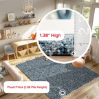 Nuloom Brooke Shag Tasseled Area Rug - 2X6 Runner Shag Rug Casual Blue/Ivory Rugs For Living Room Bedroom Dining Room Nursery En