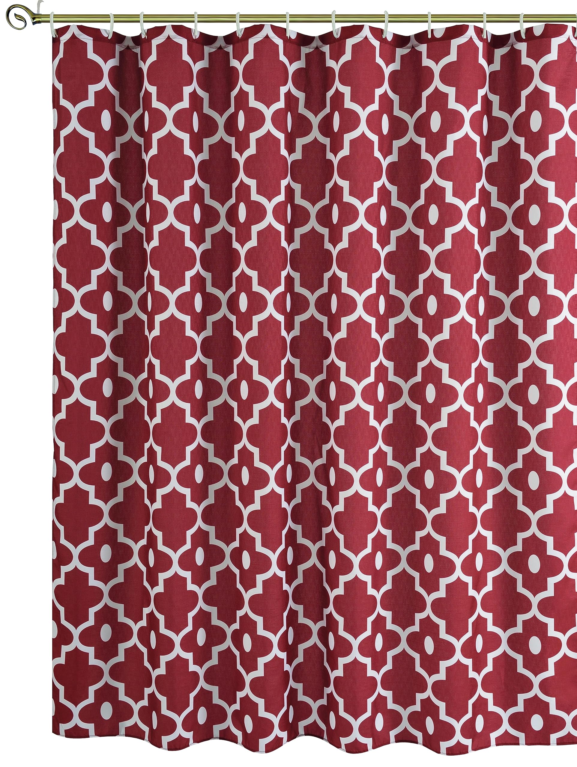 Biscaynebay Textured Fabric Shower Curtains 72' X 72', Burgundy Morocco Pearl Printed Linen Modern Hotel Luxury Quality Cloth