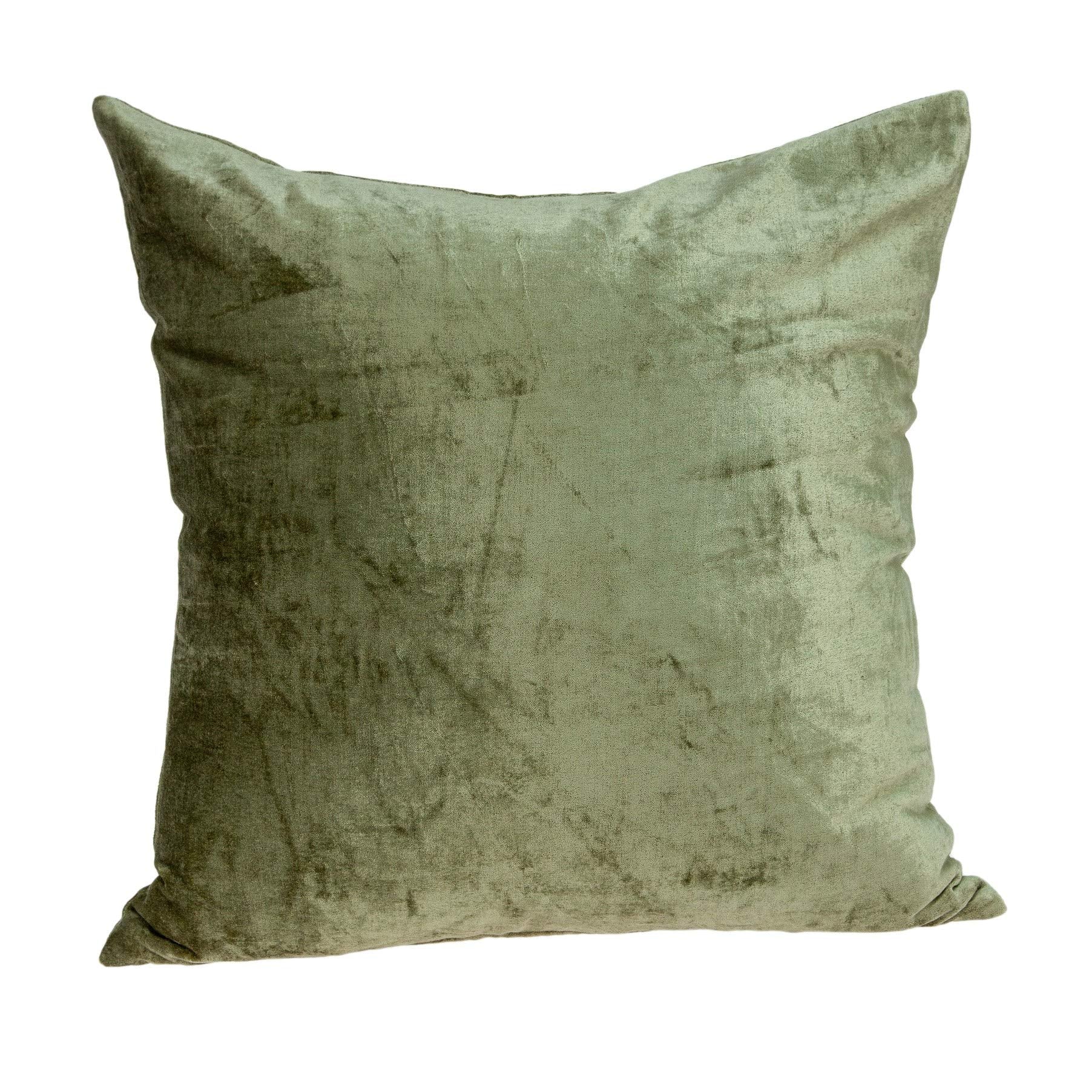 HomeRoots 50% Cotton, 50% Viscose 18' x 7' x 18' Transitional Olive Solid Pillow Cover with Poly Insert