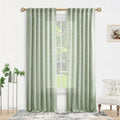 Sage Green Curtains for Living Room 108 Inches Long 2 Panels Light Green Farmhouse Linen Drapes Semi Transparent Extra Long Shee