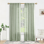 Sage Green Curtains for Living Room 108 Inches Long 2 Panels Light Green Farmhouse Linen Drapes Semi Transparent Extra Long Shee