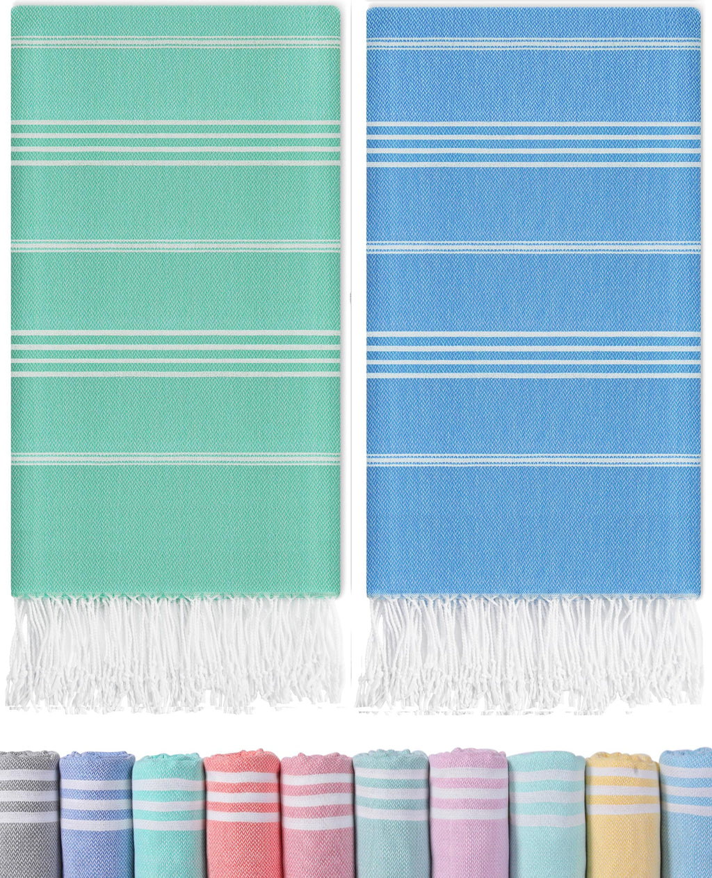 Antfuny 2 Packs Turkish Beach Towels Pool Towel Beach Mat Sauna Blanket Fast Drying Sand Proof Cute Aesthetic Travel Trip XXL Bi