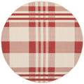 SAFAVIEH Courtyard Collection 710 x 710 Round Red/Bone CY6201 Plaid Indoor/ Outdoor Patio Backyard Mudroom Area Rug