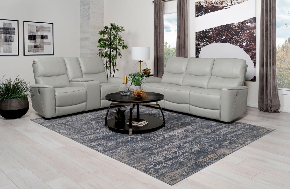 Coaster Home Furnishings Greenfield 2-Piece Upholstered Power Reclining Sofa Set Ivory