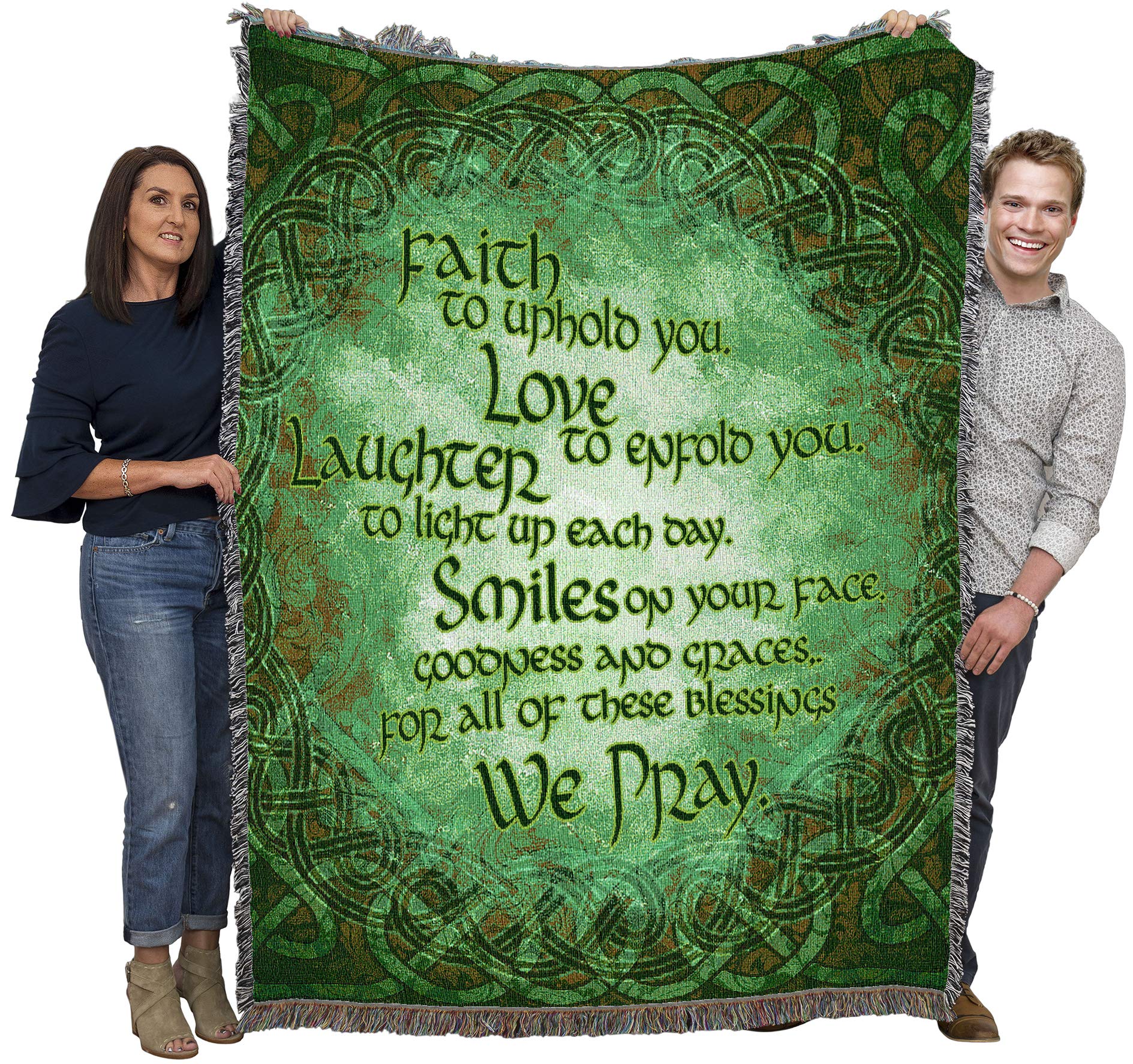 Pure Country Weavers Irish Blessing Blanket - Faith To Uphold You, Love To Enfold You - Celtic Gift Tapestry Throw Woven From Co