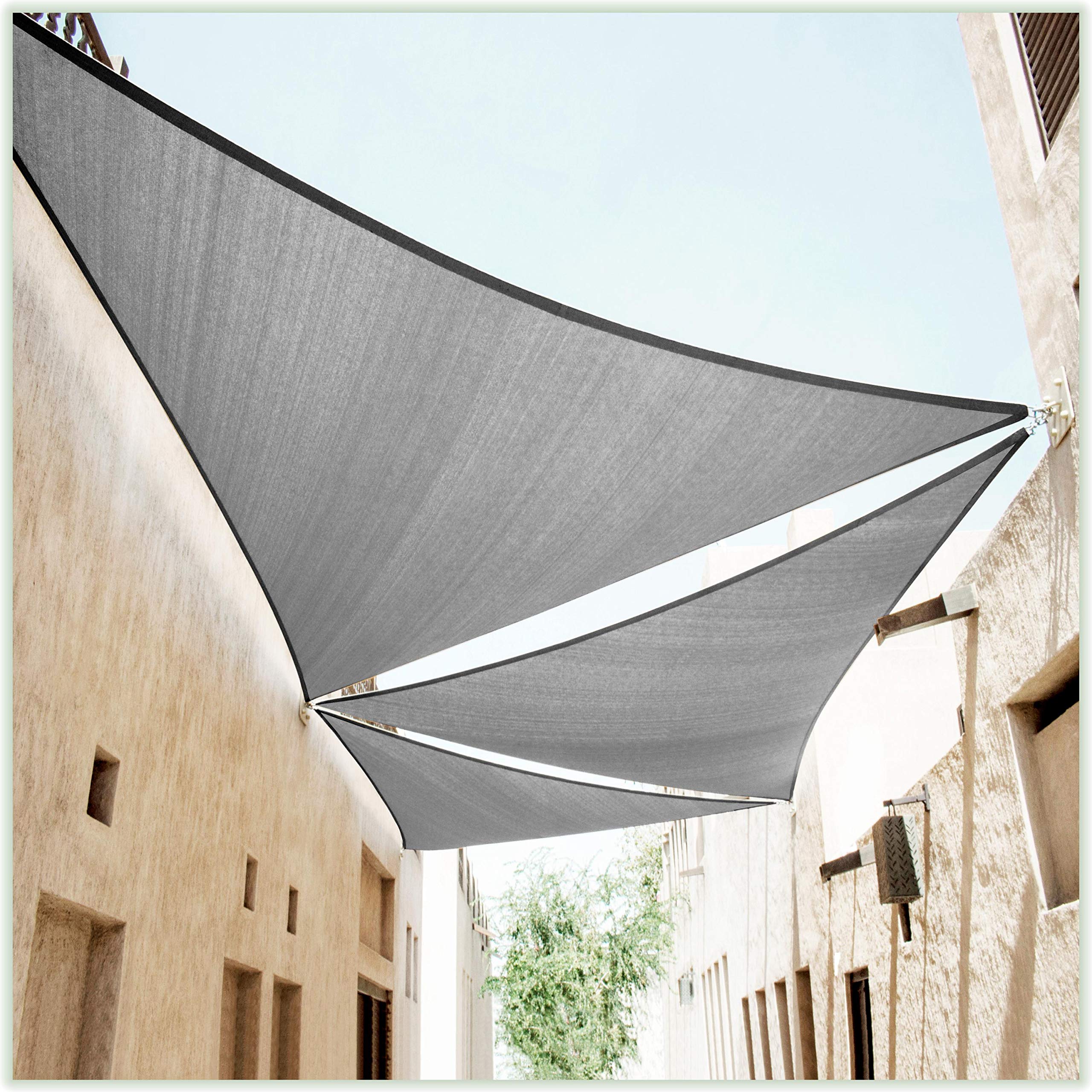 Colourtree 32' X 32' X 32' Grey Triangle Ctapt12 Sun Shade Sail Canopy Mesh Fabric Uv Block Upf50 - Commercial Heavy Duty - 190