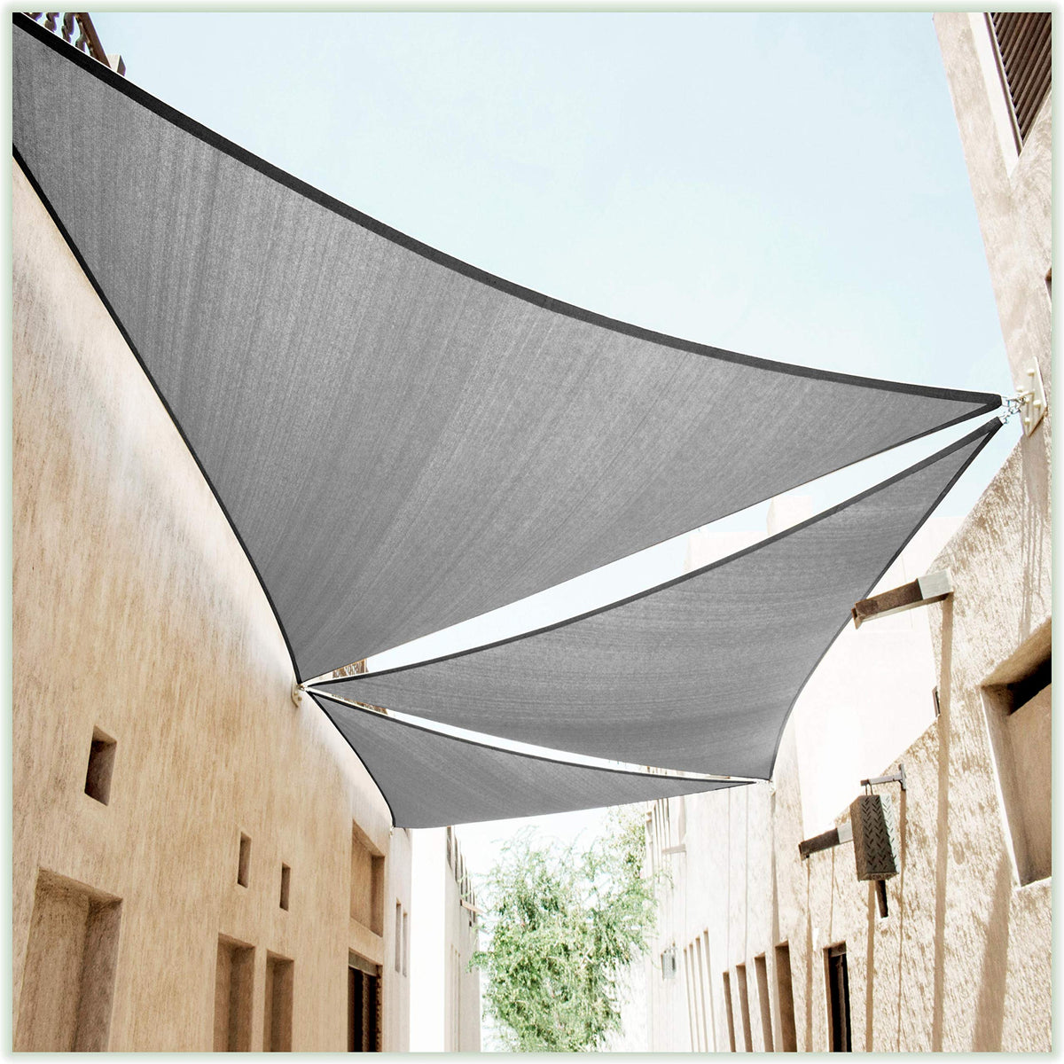 Colourtree 16' X 16' X 16' Grey Triangle Ctapt16 Sun Shade Sail Canopy Mesh Fabric Uv Block Upf50 - Commercial Heavy Duty - 190