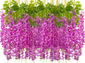 AITISOR 24 Pack Artificial Fake Wisteria Vine Ratta (3.75 Feet) Hanging Garland Silk Flowers String Home Party Wedding Decor(Pur