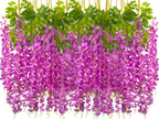 AITISOR 24 Pack Artificial Fake Wisteria Vine Ratta (3.75 Feet) Hanging Garland Silk Flowers String Home Party Wedding Decor(Pur