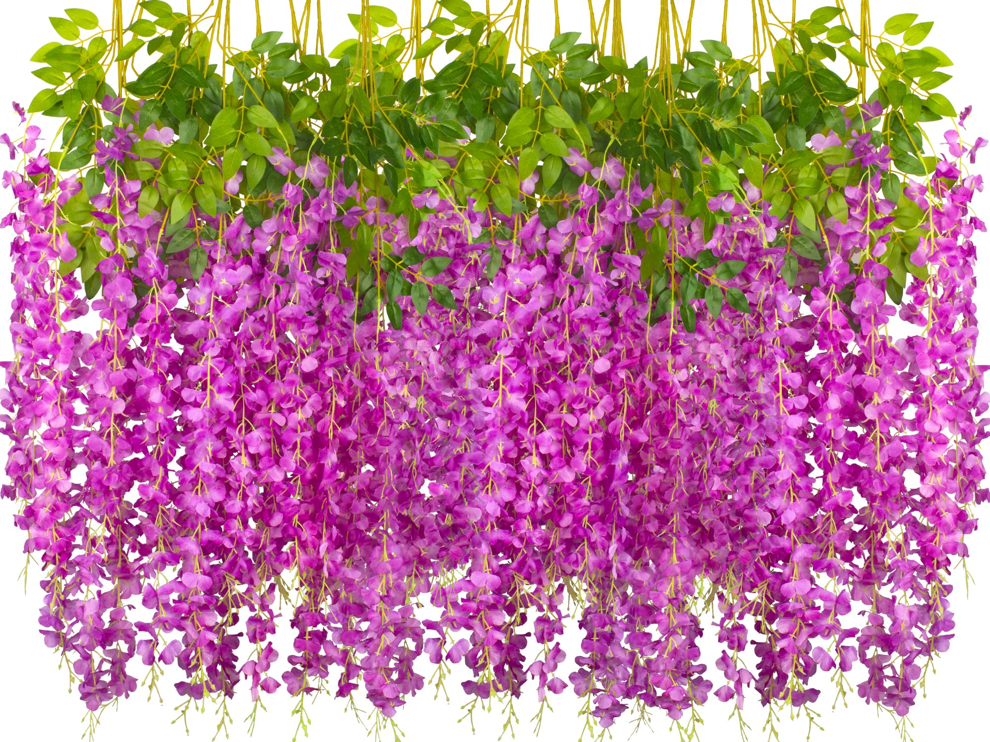 AITISOR 24 Pack Artificial Fake Wisteria Vine Ratta (3.75 Feet) Hanging Garland Silk Flowers String Home Party Wedding Decor(Pur