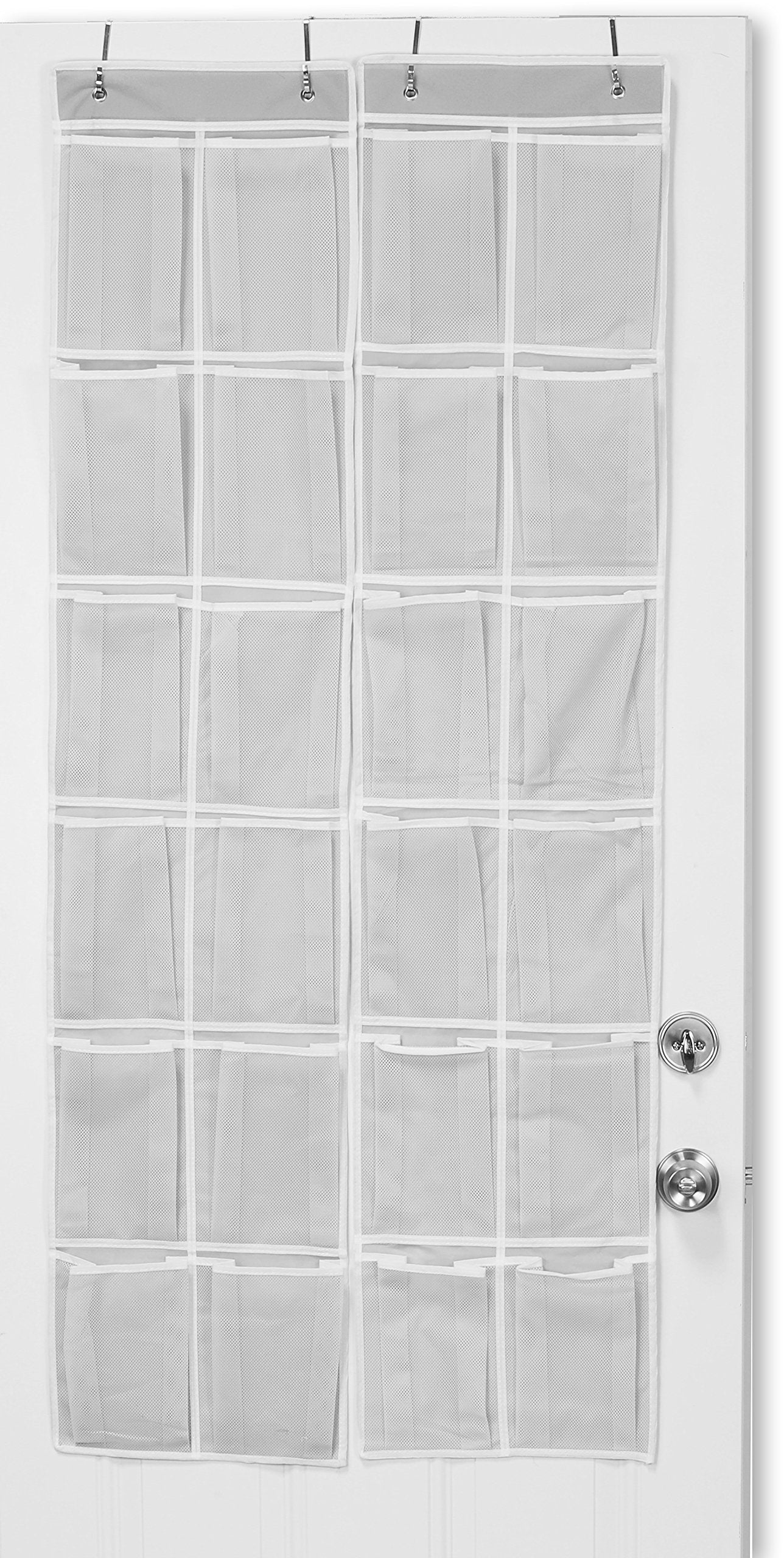 Simple Houseware 24 Pockets - 2Pk 12 Large Pockets Over Door Hanging Shoe Organizer, Grey
