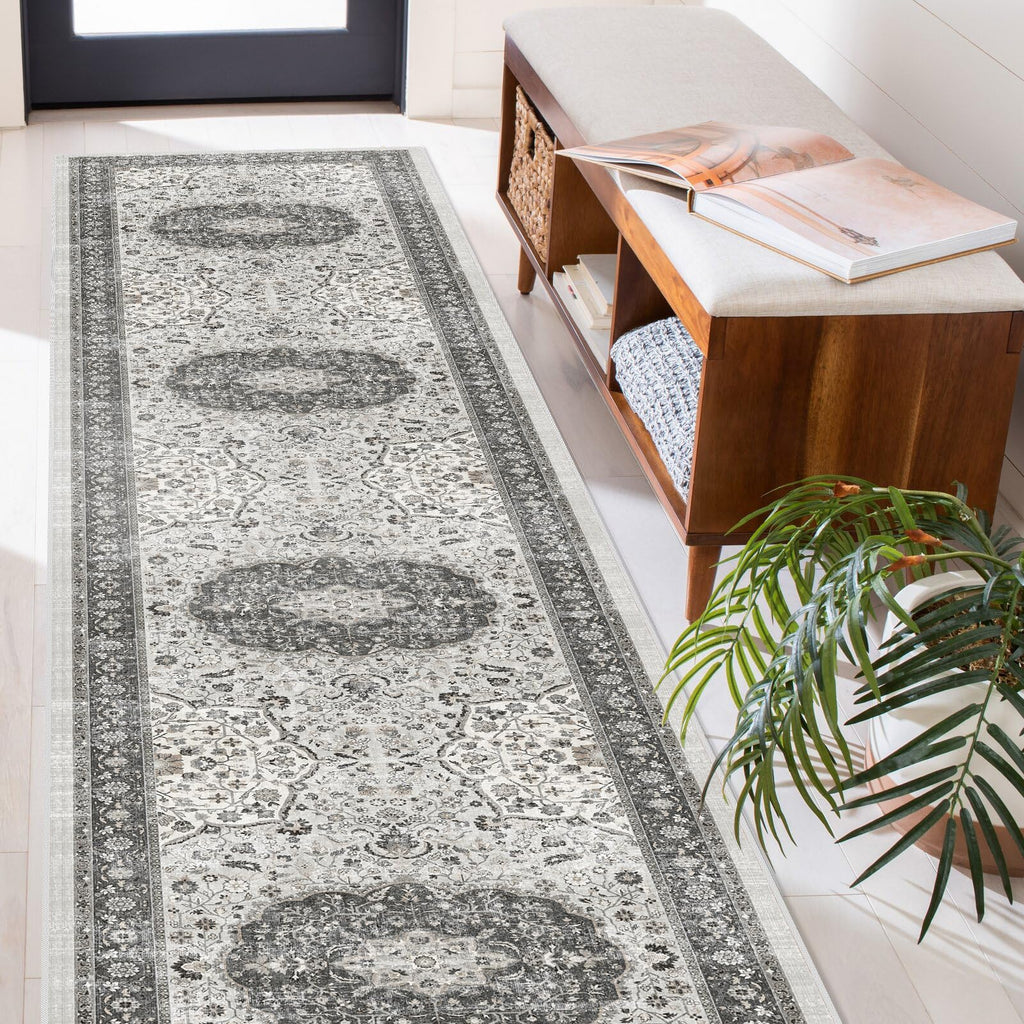 Hallway Washable Runner Rug - 2'6X14 Kitchen Rugs Entryway Rug Runner Vintage Soft Floor Mat Non Slip Indoor Farmhouse Carpet Fo