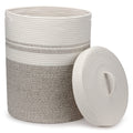Goodheim Large Laundry Basket with Lid  Cotton Rope Woven Hamper  Tall Storage Basket for Clothes, Blankets, Toys  Bathroom a