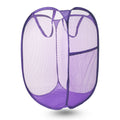 LXLOVESM Pop Up Laundry Hamper, Mesh Laundry Basket Collapsible, Foldable Hamper for Travel and Storage (Purple)