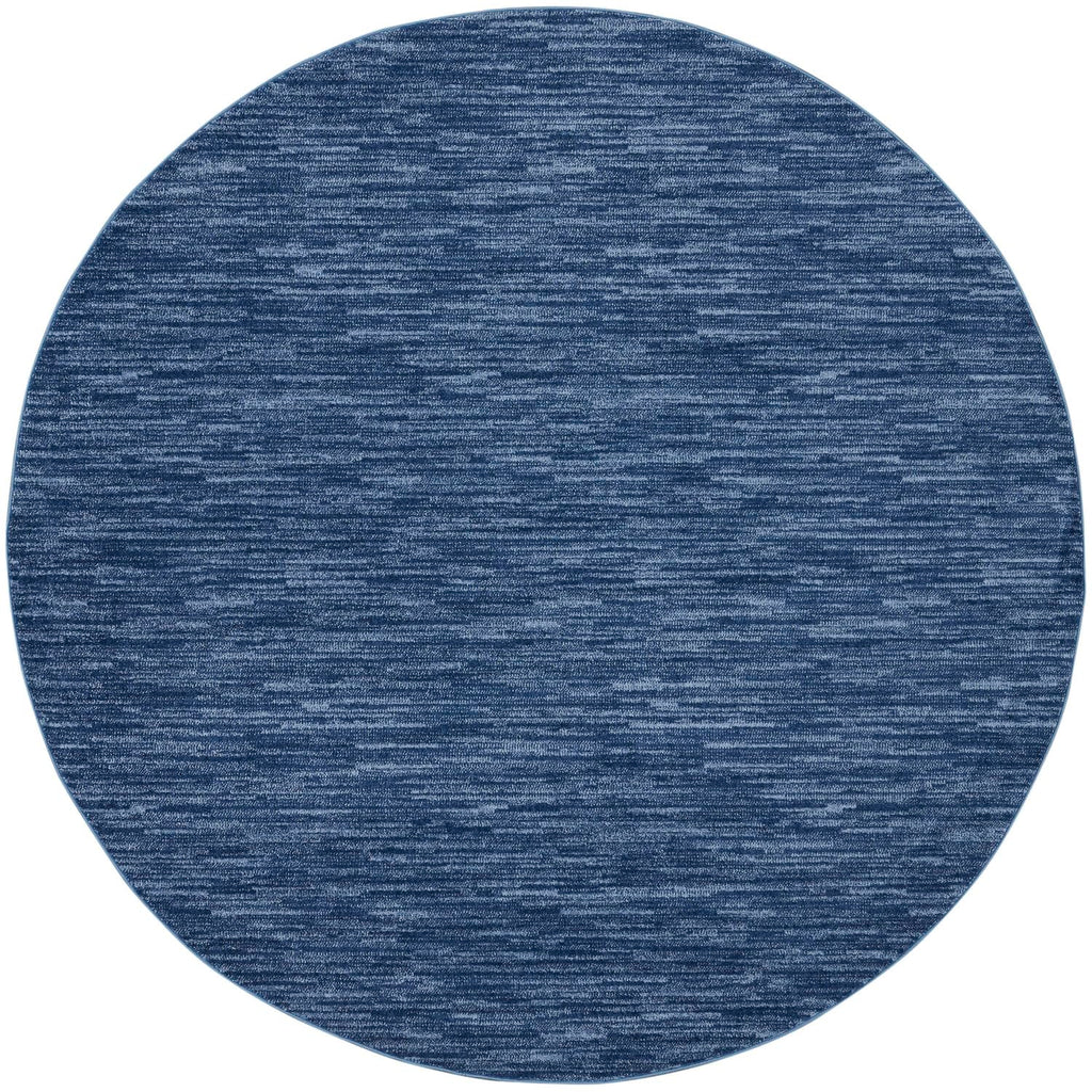 Nourison Essentials Indoor/Outdoor Navy Blue 10' X Round Area Rug, Easy Cleaning, Non Shedding, Bed Room, Living Room, Dining Room, Backyard, Deck, Patio (10 Round)