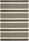 SAFAVIEH Courtyard Collection Area Rug - 5'3'' x 7'7'', Black & Bone, Stripe Design, Non-Shedding & Easy Care, Indoor/Outdoor & 