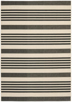 SAFAVIEH Courtyard Collection Area Rug - 5'3'' x 7'7'', Black & Bone, Stripe Design, Non-Shedding & Easy Care, Indoor/Outdoor & 