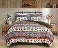Chezmoi Collection Tona 3-Piece Southwestern Geometric Motif Comforter Set - Multicolor Red Brown Blue Cream Printed Washed Micr