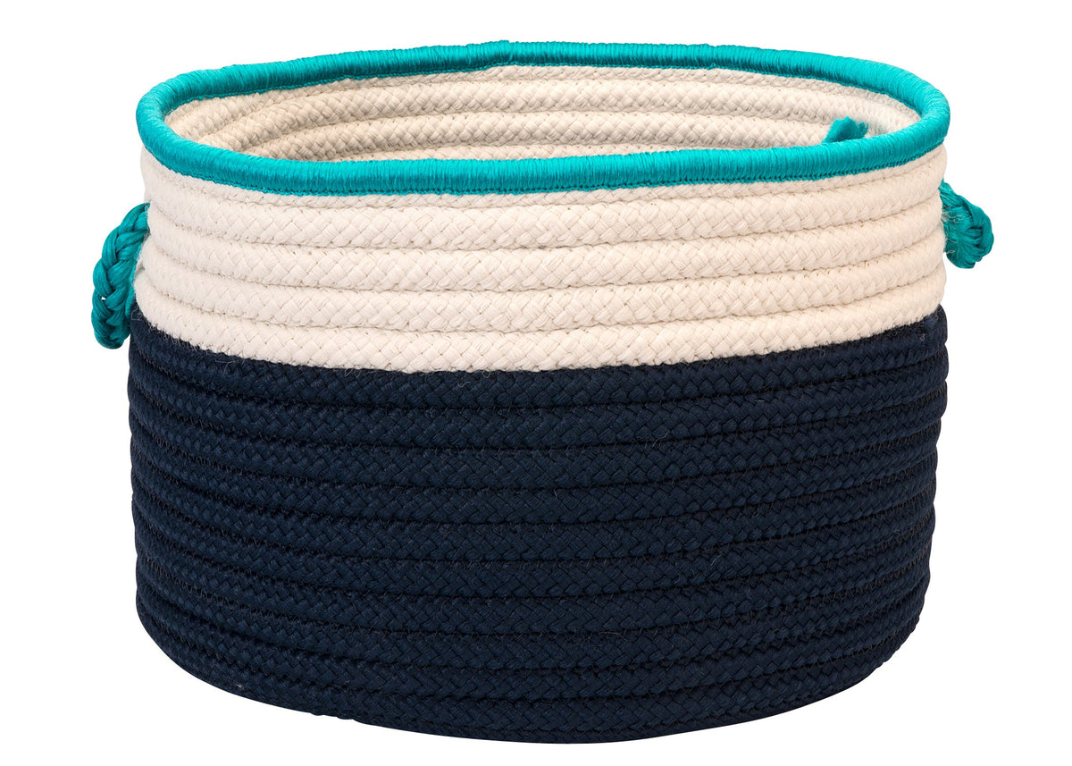 In The Band Storage Bins, 22 By 14-Inch, Navy/Turquoise