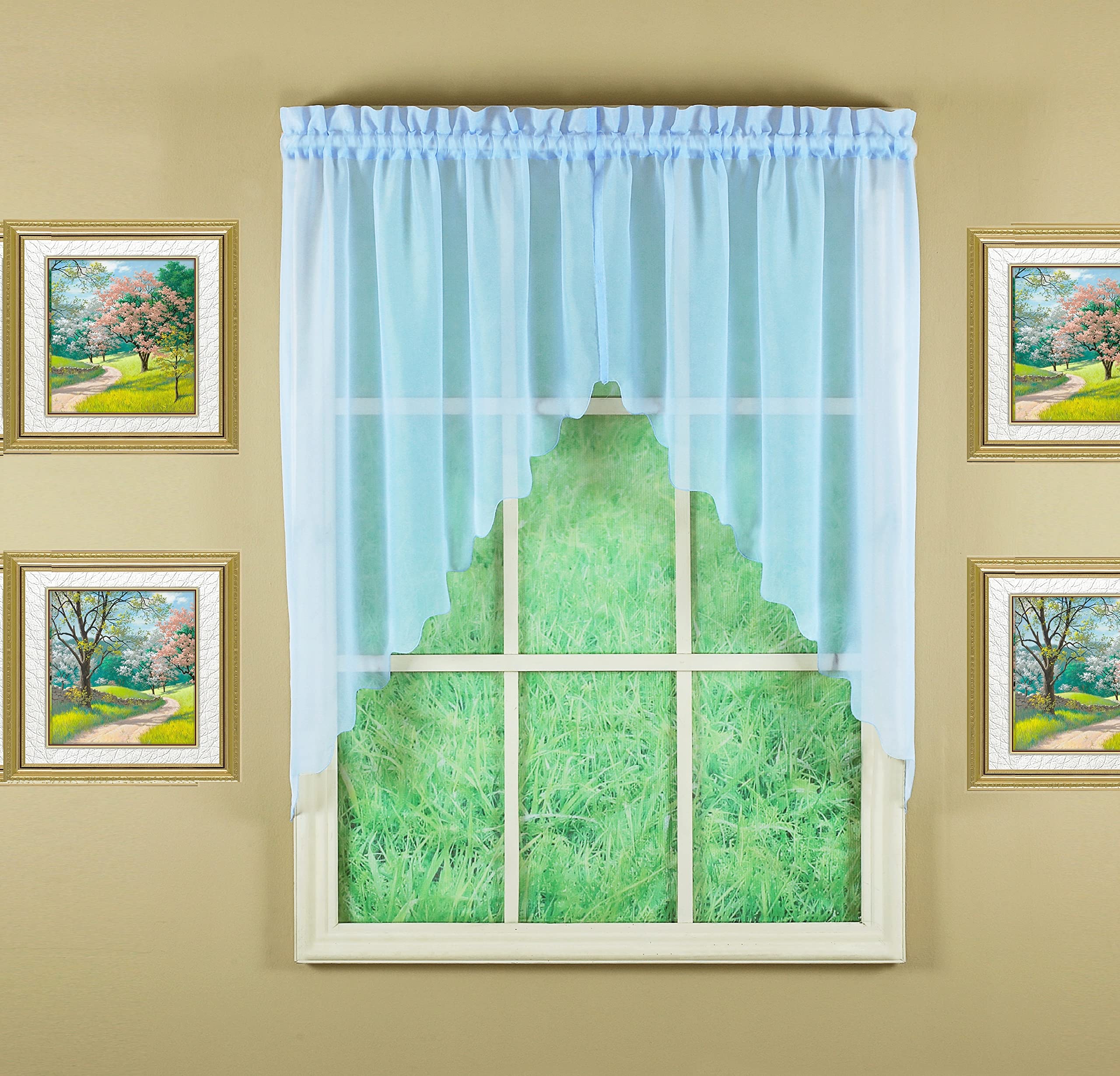 Today'S Curtain Emelia Original Voile Swag Pair 38', Sky Blue, 60'W X 38'L
