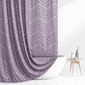 Siiluminisoy Extra Long Boho Shower Curtain - Purple Woven Fabric, 72 x 84, Tufted Chevron Striped, Modern Chic Textured Minimal