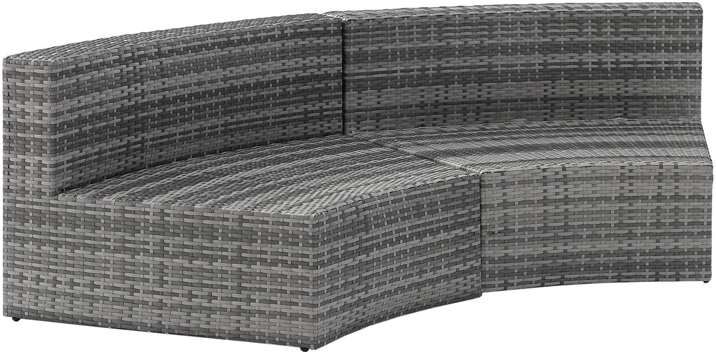 Crosley Furniture Catalina Outdoor Sectional Sofa, 3-Person Wicker Patio Couch For Deck, Backyard, Poolside, Gray