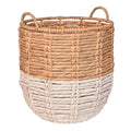 happimess BSK1003E Laurel 19.49 Bohemian Handwoven Abaca Hamper Basket with Handles, Seagrass Container for Decoration in Bedroo