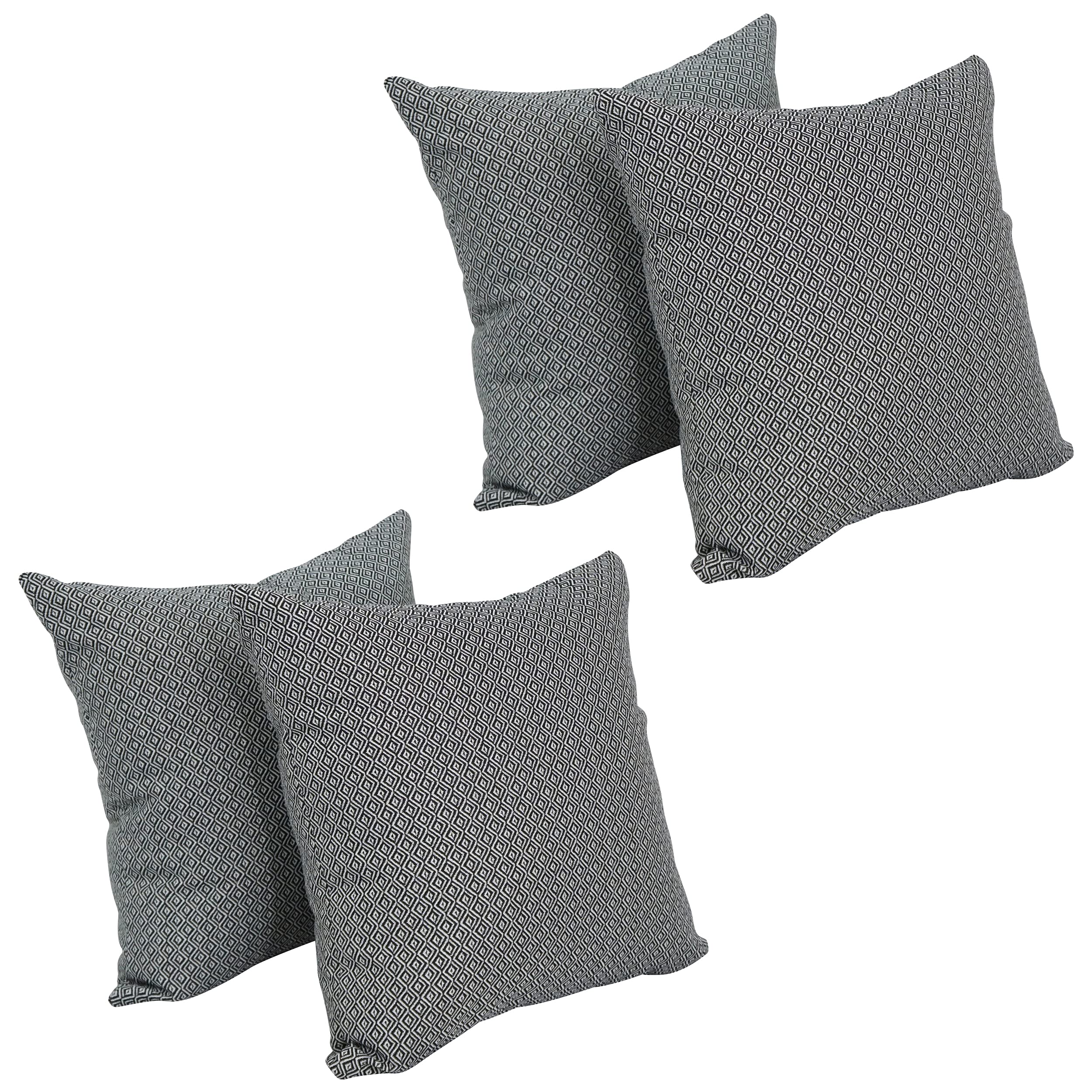 Blazing Needles Square Polyester Jacquard Throw Pillows, 17", Hazeltsb Domino 4 Count