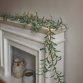LITBLOOM Lighted Olive Garland Battery Operated with Timer 96 Fairy Lights 6FT, Artificial Greenery Twig Vine Lights for Christm