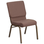 Flash Furniture Hercules Series 18.5''W Stacking Church Chair In Brown Dot Fabric - Gold Vein Frame