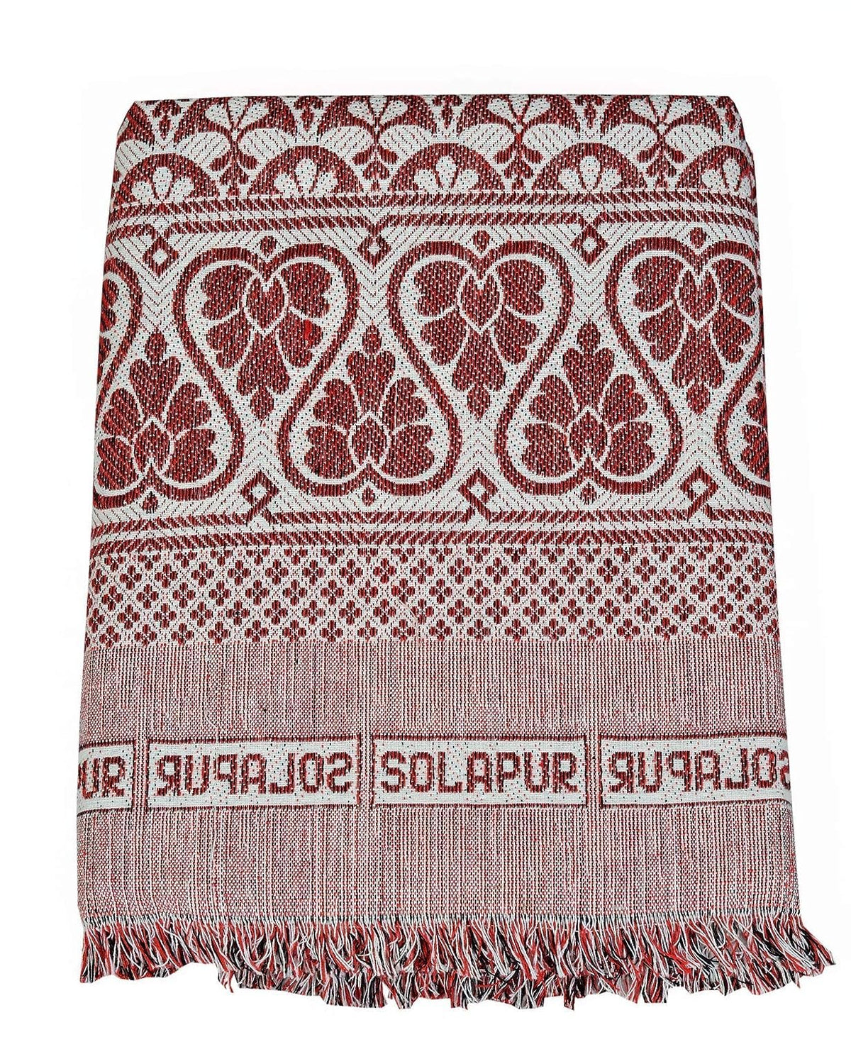 A K Textiles Solapur Chaddar Cotton Blanket, 5 X 7.5Ft, Red, Durable
