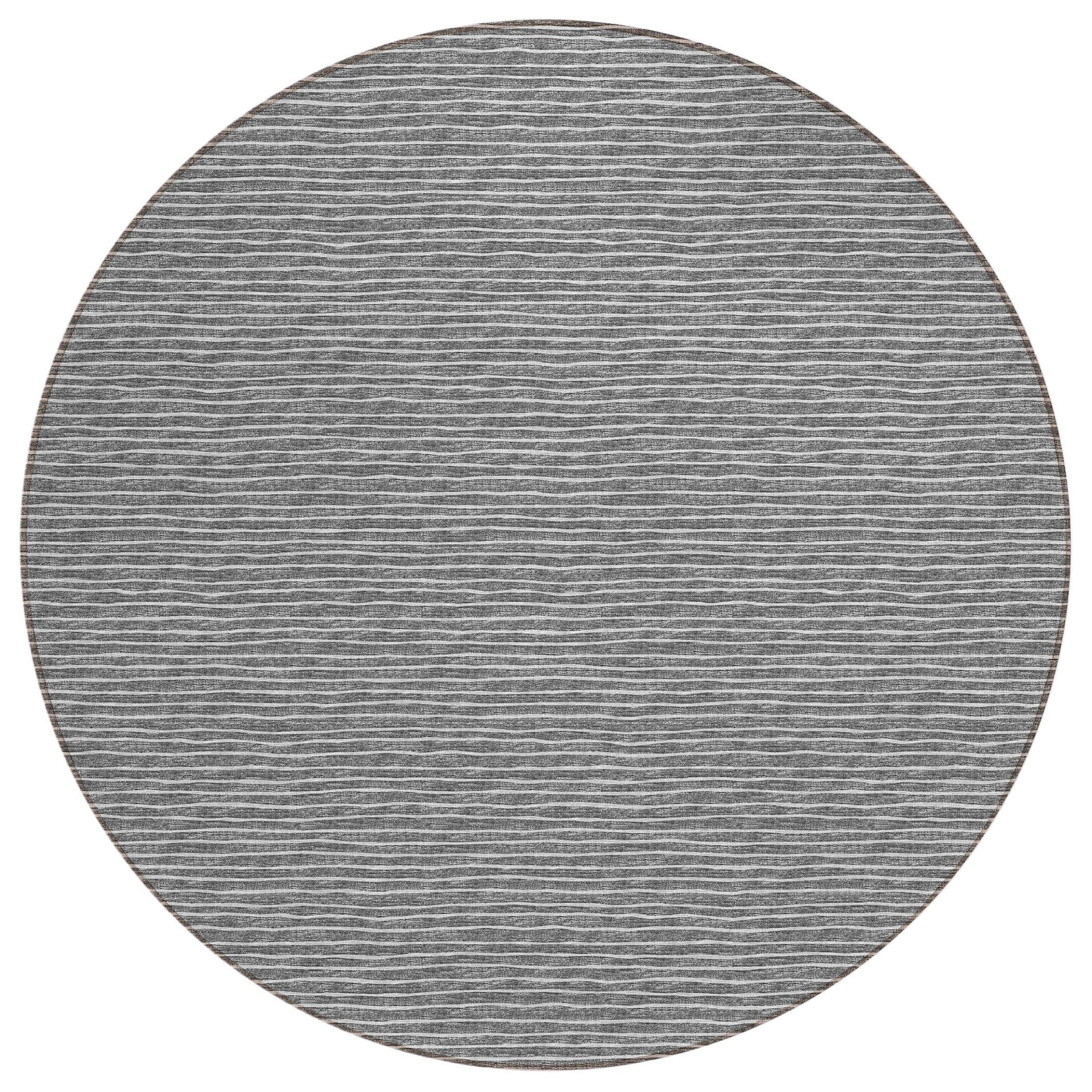 Dalyn Rugs Laidley LA1 Gray 8 x 8 Indoor Outdoor Round Rug, Easy Clean, Machine Washable, Non Shedding, Bedroom, Living Room, 